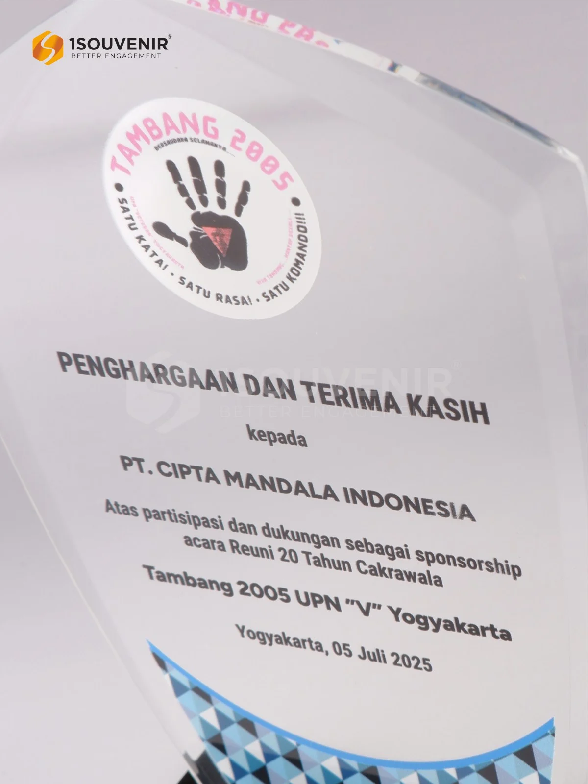 Plakat Akrilik Ucapan Terima Kasih dari Tambang 2005 UPN V Yogyakarta untuk PT Cipta Mandala Indonesia - Image 2