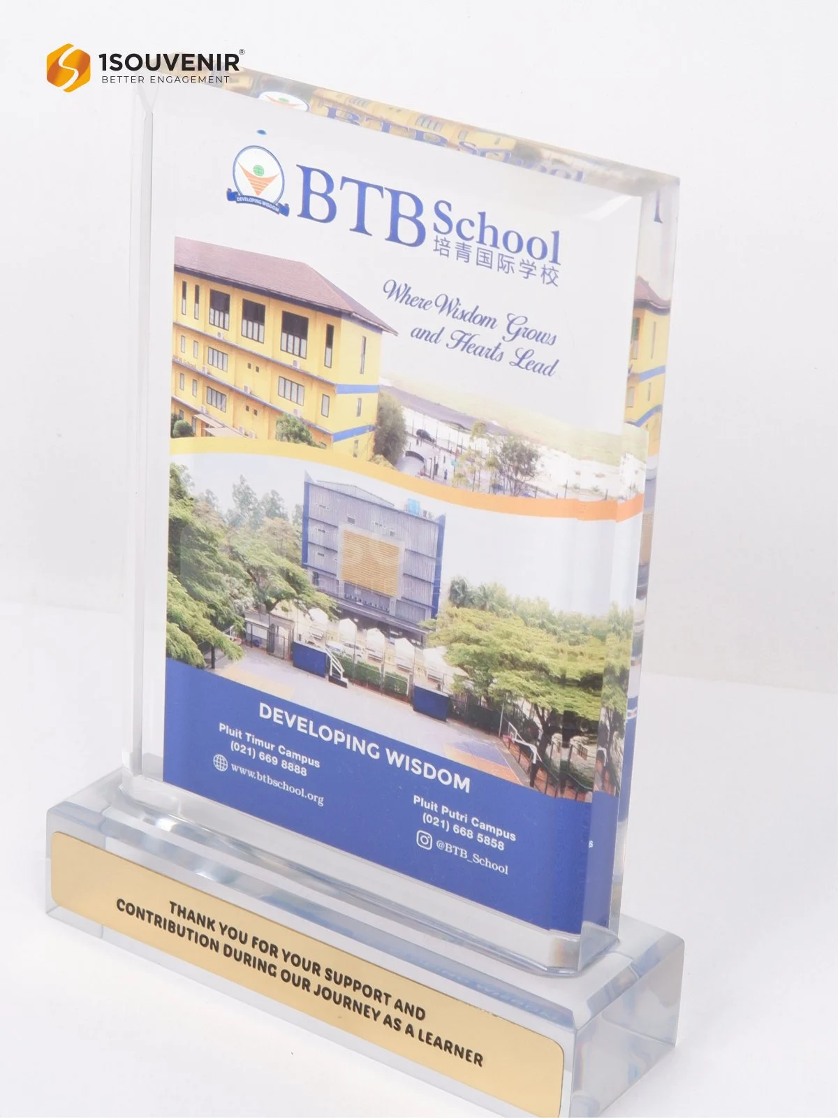 Plakat Akrilik Developing Wisdom BTB School sebagai Ucapan Terima Kasih - Image 2