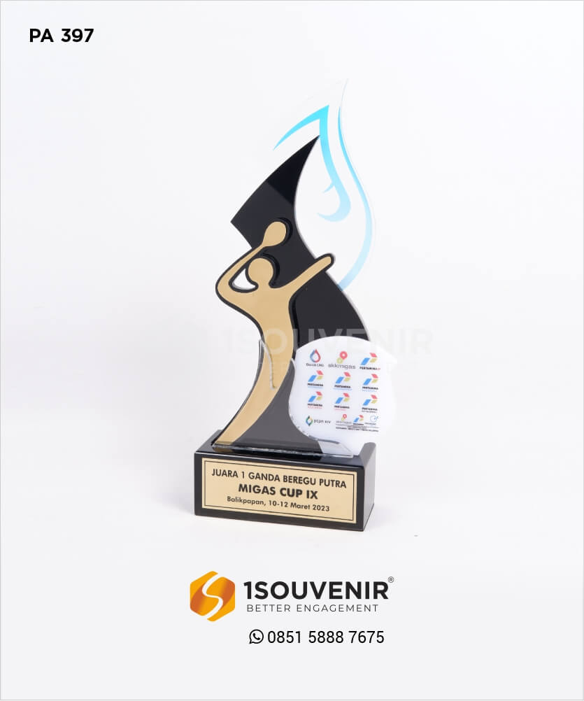 Plakat Akrilik Juara Ganda Beregu Putra Migas Cup IX