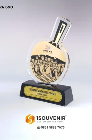 Plakat Akrilik Penghargaan Kategori Single dalam Turnamen Tenis Meja Internal PTM 45 Citanjung