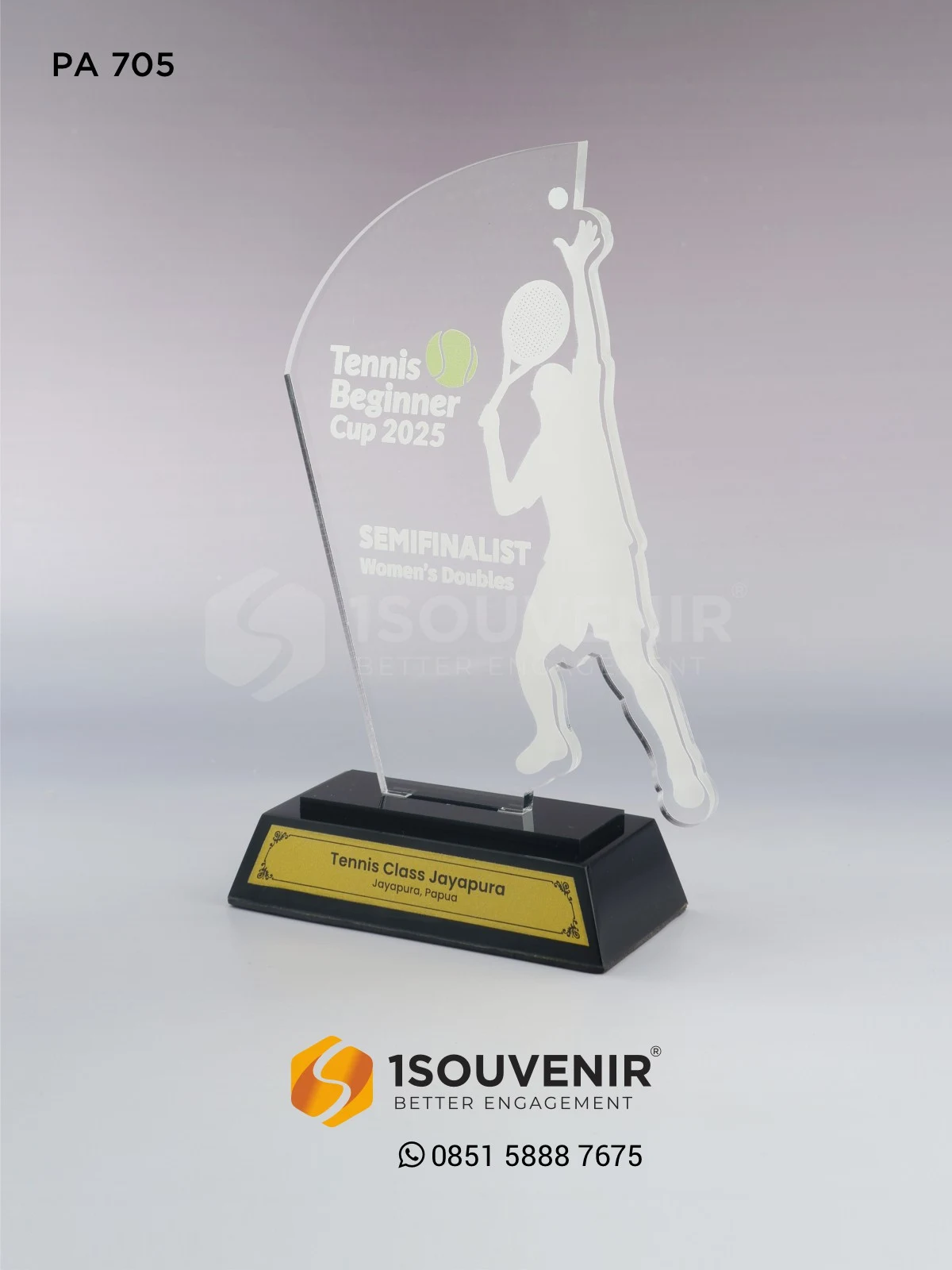 Plakat Akrilik Tennis Beginner Cup Penghargaan untuk Semifinalist Women's Double