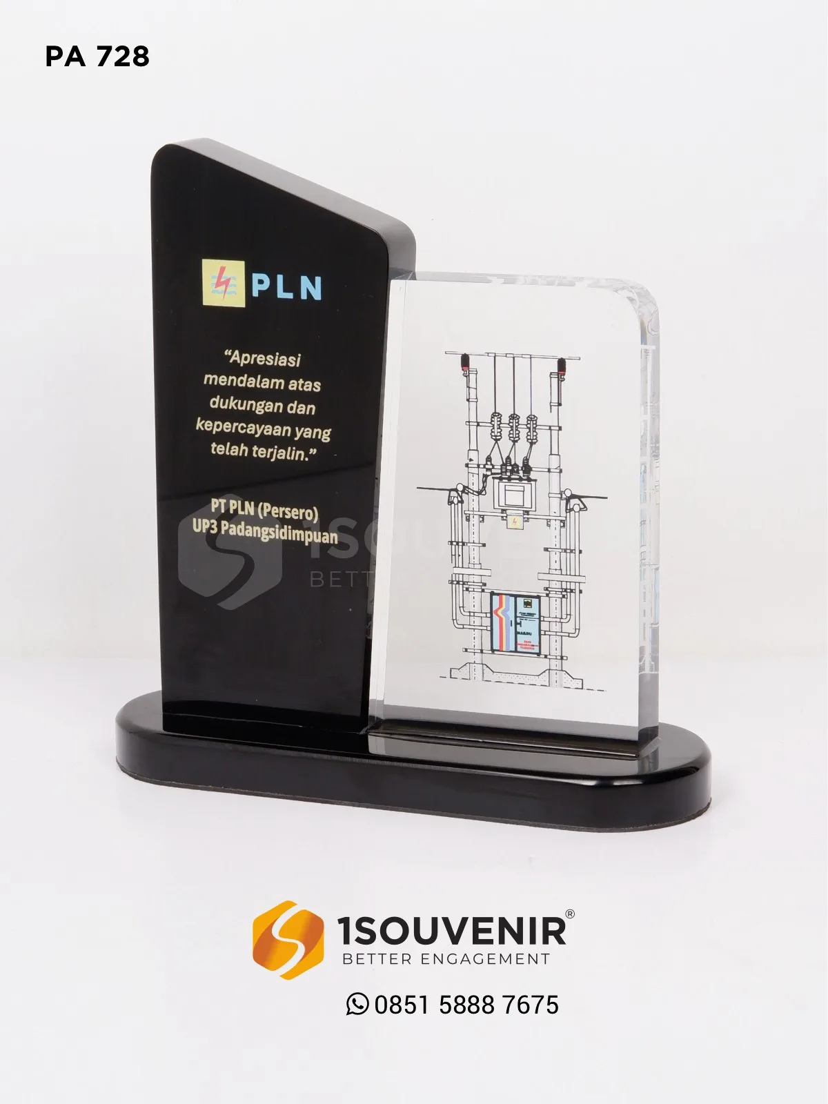 Plakat Akrilik Apresiasi dari PT PLN UP3 Padangsidimpuan