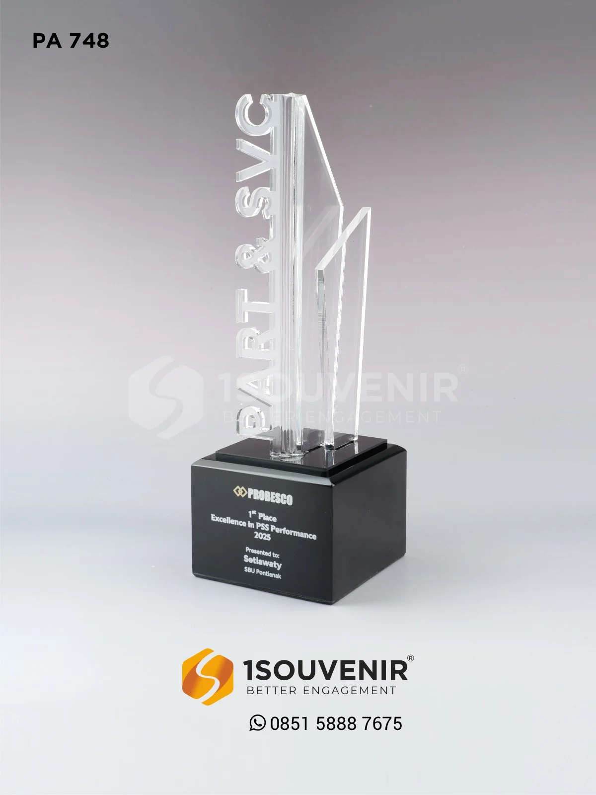 Plakat Akrilik 1st Place Excellence in PSS Performance 2025 Penghargaan dari SBU Pontianak