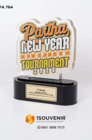 Plakat Akrilik Partha New Year Slopitch Tournament 2026 Penghargaan untuk 1st Place