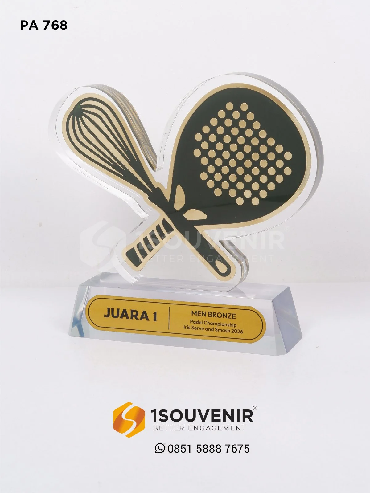 Plakat Akrilik Penghargaan Juara 1 Men Bronze dalam Padel Championship Iris Serve and Smash 2026
